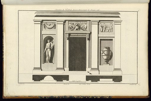 Elevation de Vestibule decoré diversement de chaque côté