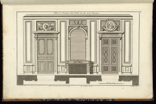 Plan et Elévation d'un Salon du côté de la Cheminée