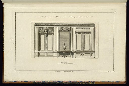 Elévation d'un Cabinet décoré d'Armoires pour Bibliothèques ou diverses Curiosités