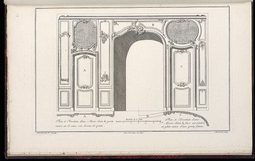 Plan et Elévation d’une Alcove dont la porte ouvre en S. avec son dessus-de-porte / Plan et Elévation d’une Alcove dont la face est ceintrée en plan ornée d’une porte feinte