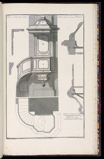 Plan et Elévation d’une Chaire, posée sur un Pilastre