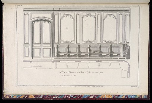 Plan et Elévation d’un Choeur d’Eglise, avec une porte de Sacristie à côté