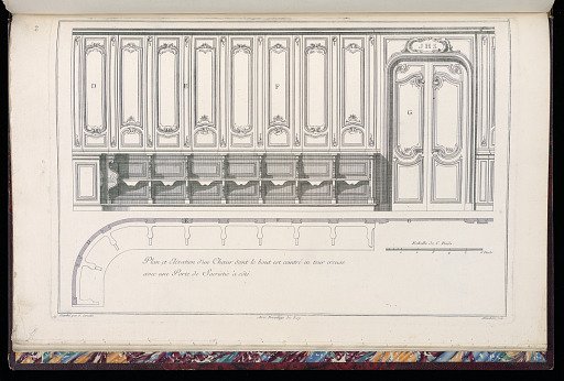 Plan et Elévation d’un Choeur dont le bout est ceintré en tour creuse avec une Porte de Sacristie à côté