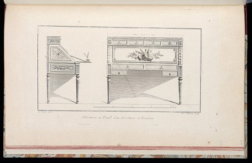 Elévation et Profil d'un Secrétaire en Tombeau