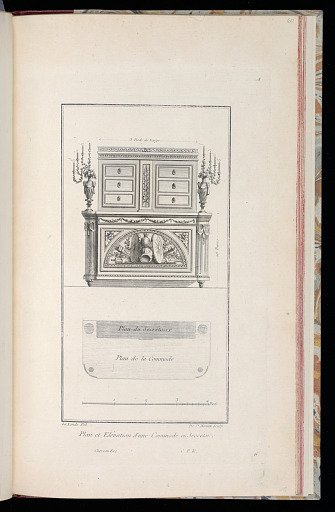 Elévation et Profil d'un Commode en Secrétaire