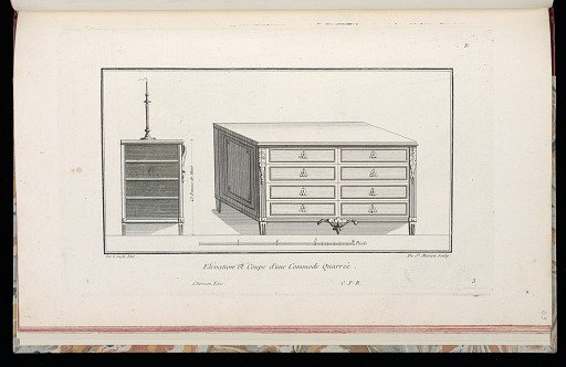 Elévation et Coupe d'une Commode Quarrée