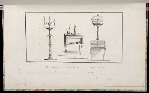 Girandole à Plateau, Table de Nuit, Pupitre à Tiroirs