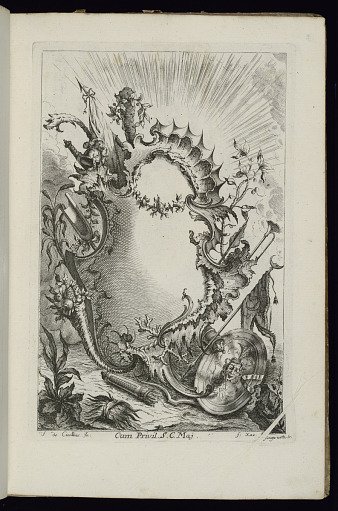 Cartouche with Armorial Trophy