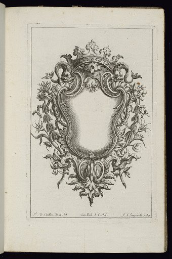 Cartouche with Crown and Dolphins