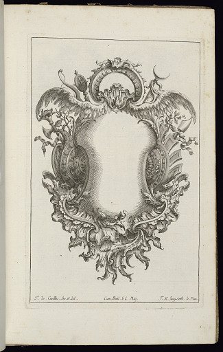 Cartouche with Wings and Escutcheons