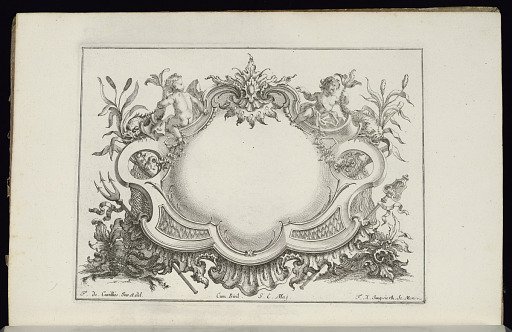 Cartouche with Putti and Dolphins