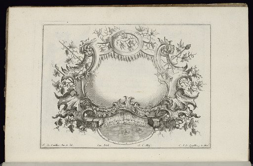 Cartouche with Wine Leaves and Grapes