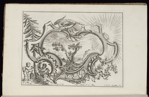 Cartouche with Bird and Sun