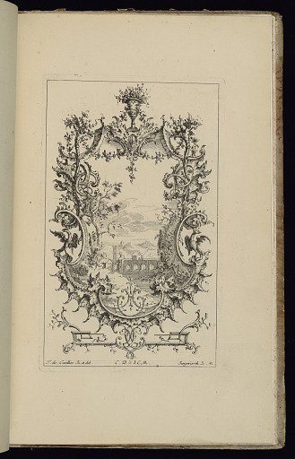 Cartouche with Bridge in Landscape