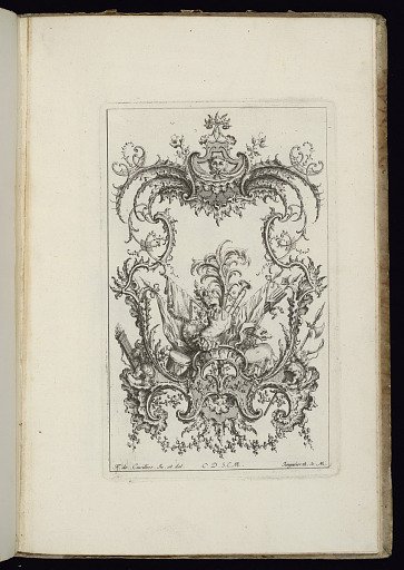 Cartouche with Armorial Trophy