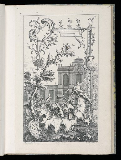 Cartouche with Hunting Motifs