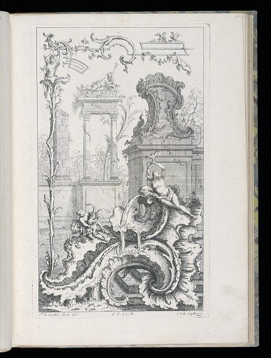 Cartouche with Ruins and Columns