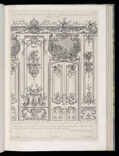 Wall with Double Door and Overdoor Painting