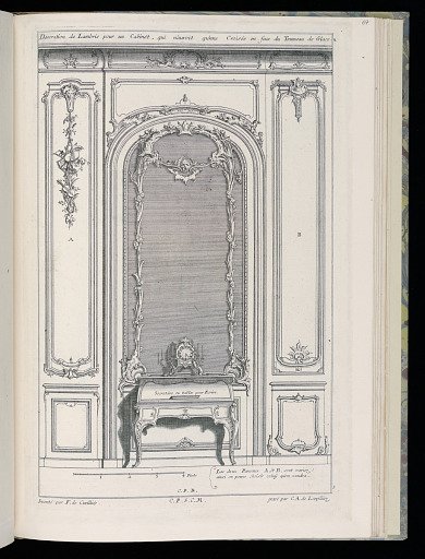 Wall with Mirror and Secretary Desk