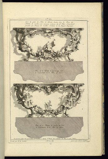 Design for Two Console Tables, Elevations and Plans