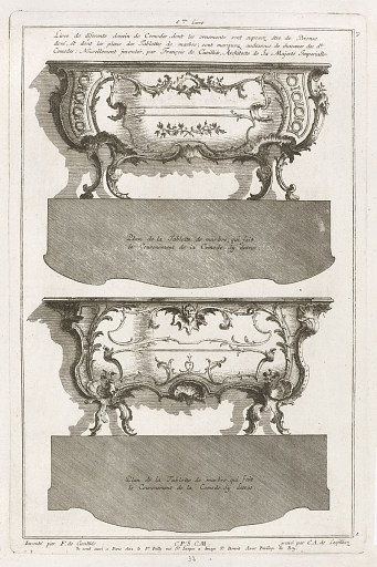 Designs for Two Dressers, Elevations and Plans