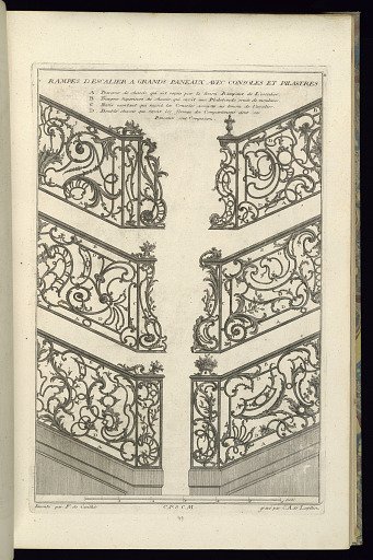 Rampes d'Escalier a Grands Paneaux avec Consoles et Pilastres