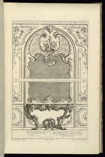 Design for Upper Part of a Trumeau with a Mirror and a Console Table