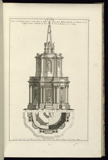 Elevation and Plan for a Public Fountain