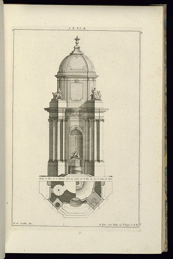 Elevation and Plan for a Public Fountain