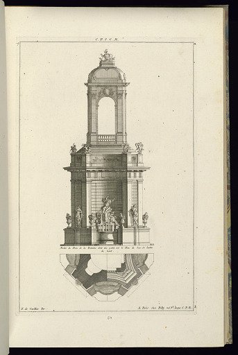 Elevation and Plan for a Public Fountain