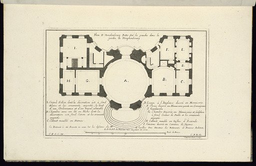 Plan D’Amalienbourg Batie sur la gauche dans le jardin de Nimphenbourg