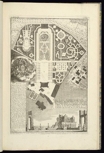 Plan Genéral des Batiments des Jardins et d’une partie des dependances d’un Projet fait sur L’emplacement de Donzdorf situé dans le Pays du Wirtemberg appartenant a Monsieur Le Baron de Rechberg Chambellant et Chr. de St. George au Servisse de S.A.S.E. de Baviere