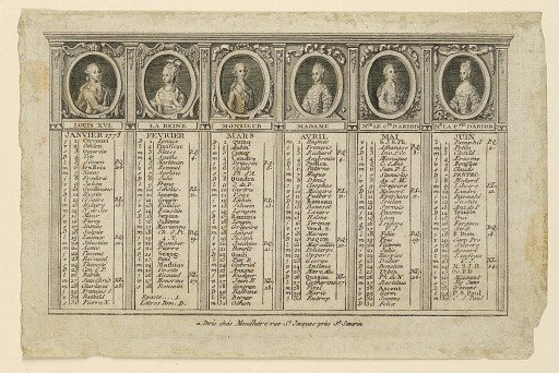 Almanac for the First Half of the Year 1778, with Portraits of the Royal French Family