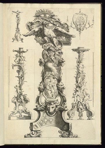 Designs for Torcheres, a Lectern, and a Sconce