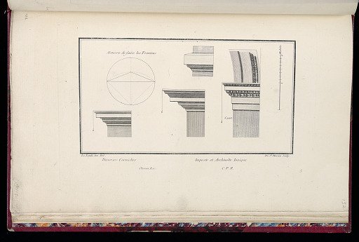 Diverses Corniches. Imposte et Archivolte Ionique.