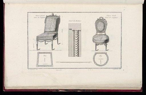 Chaise quarrée Ornée de Sculptures [et] Chaise Ovale Ornée de Sculptures