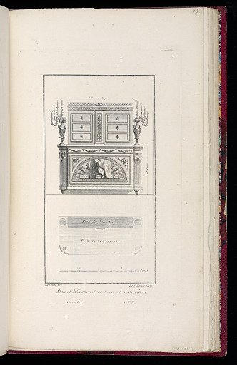 Elévation et Profil d'un Commode en Secrétaire