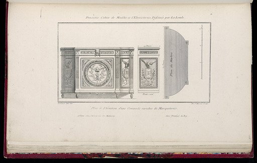 Plan et Elévation d'une Commode enrichie de Marqueteries