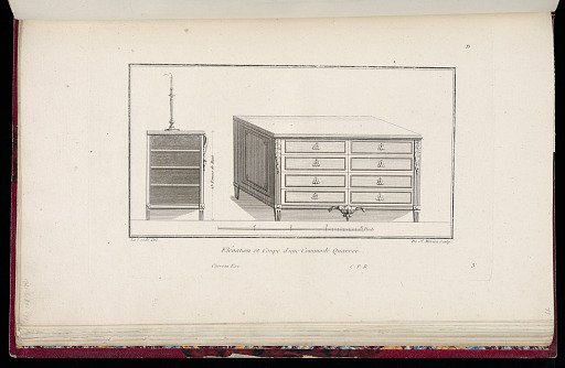 Elévation et Coupe d'une Commode Quarrée