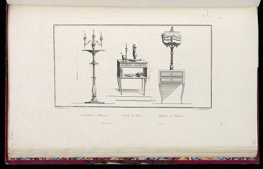 Girandole à Plateau, Table de Nuit, Pupitre à Tiroirs