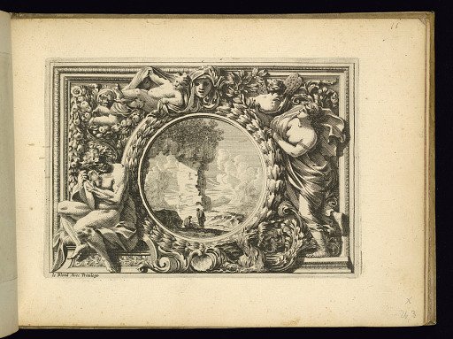 Panel Design with a Landscape in a Roundel
