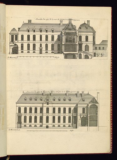 Elevaon du costé de la cour de l’Hostel de la Basignere (Upper Plate) / Elevation du costé du Jardin de l’Hostel de la Basignere (Lower Plate)