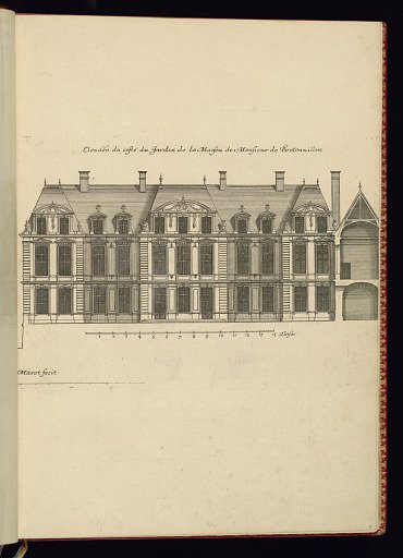 Elevaon du costé du Jardin de la Maison de Monsieur de Bretonvillers