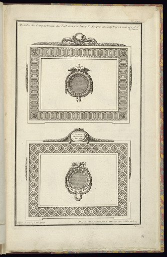 Modèles de Compartimens des Tableaux, Pendules, &c. Propre au Sculpteurs, Ciseleurs et Orfevres
