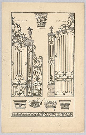 Designs for Decorative Ironwork, Plate 88 from Divers dessins de balcons a plusieurs usages (Variety of Balcony Designs)