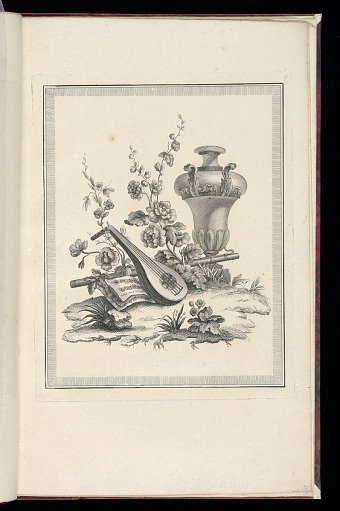 Vase, Musical Instruments, and Flowers