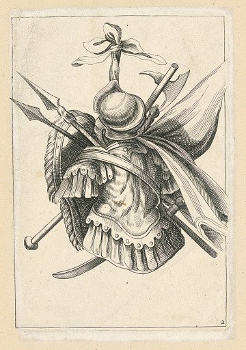 Plate 2 from a Set of Trophies of Weapons