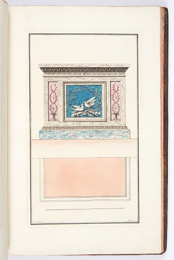POELE dans le genre moderne, avec trophies, pilastres et arabesques