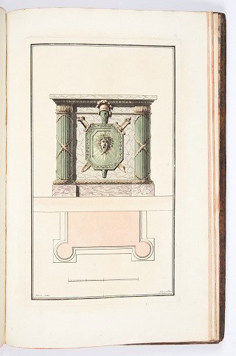 POELE militaire, orné de trophées et faisceaux d’armes en colonnes aux quatre angles