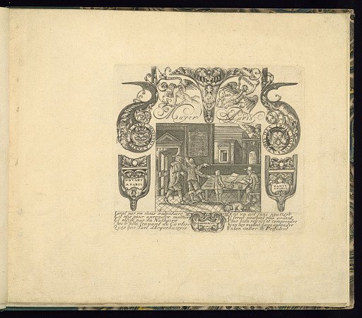 Interior Scene with a Solicitor/ Lawyer surrounded by Names of Parisian Gunmakers